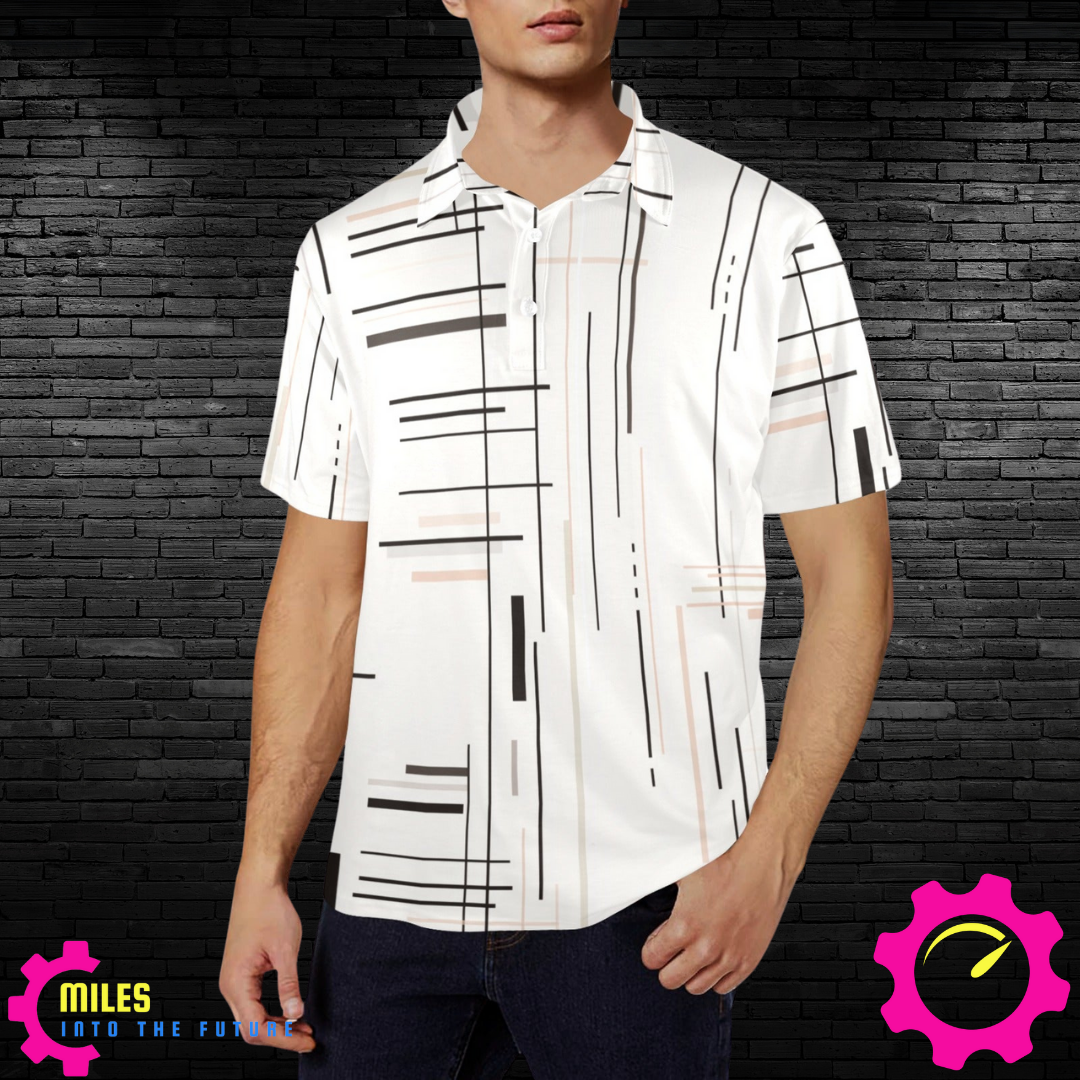 Modern Lines Men's Polo Shirt in Monochrome