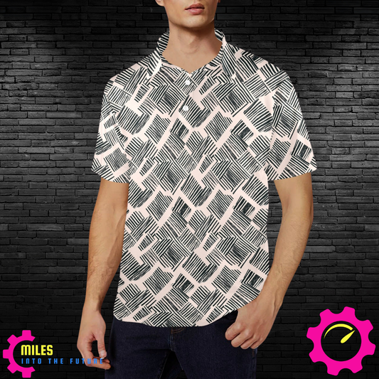 Pixelated Stripes Men's Polo Shirt