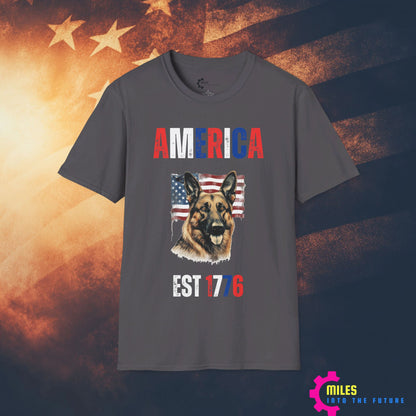 Stars and Stripes Fur-ever German Shepard Unisex Softstyle T-Shirt