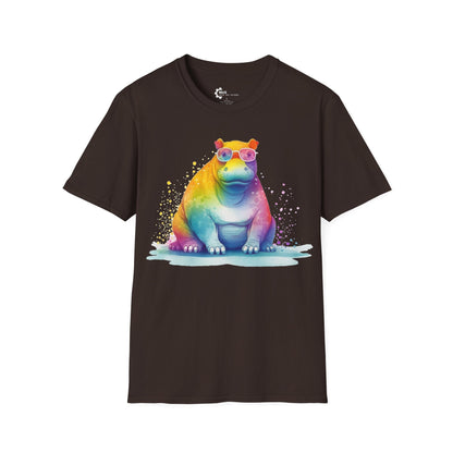 Relaxed Rainbow Hippo Unisex Softstyle T-Shirt