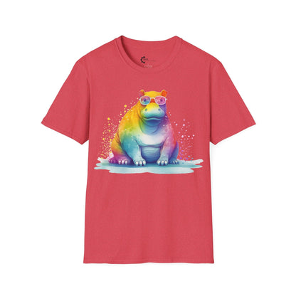 Relaxed Rainbow Hippo Unisex Softstyle T-Shirt