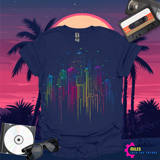 Neon Futuristic City Unisex Softstyle T-Shirt