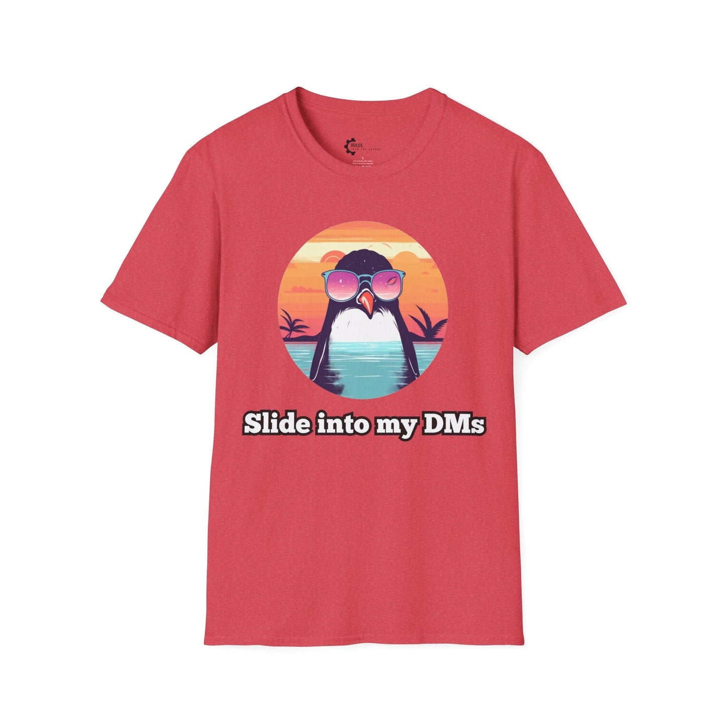 Humor- Penguin Slide Unisex Softstyle T-Shirt