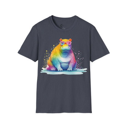 Relaxed Rainbow Hippo Unisex Softstyle T-Shirt