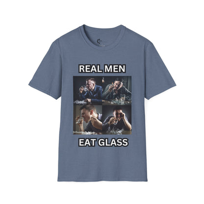 Humor- Real Men Eat Glass Unisex Softstyle T-Shirt