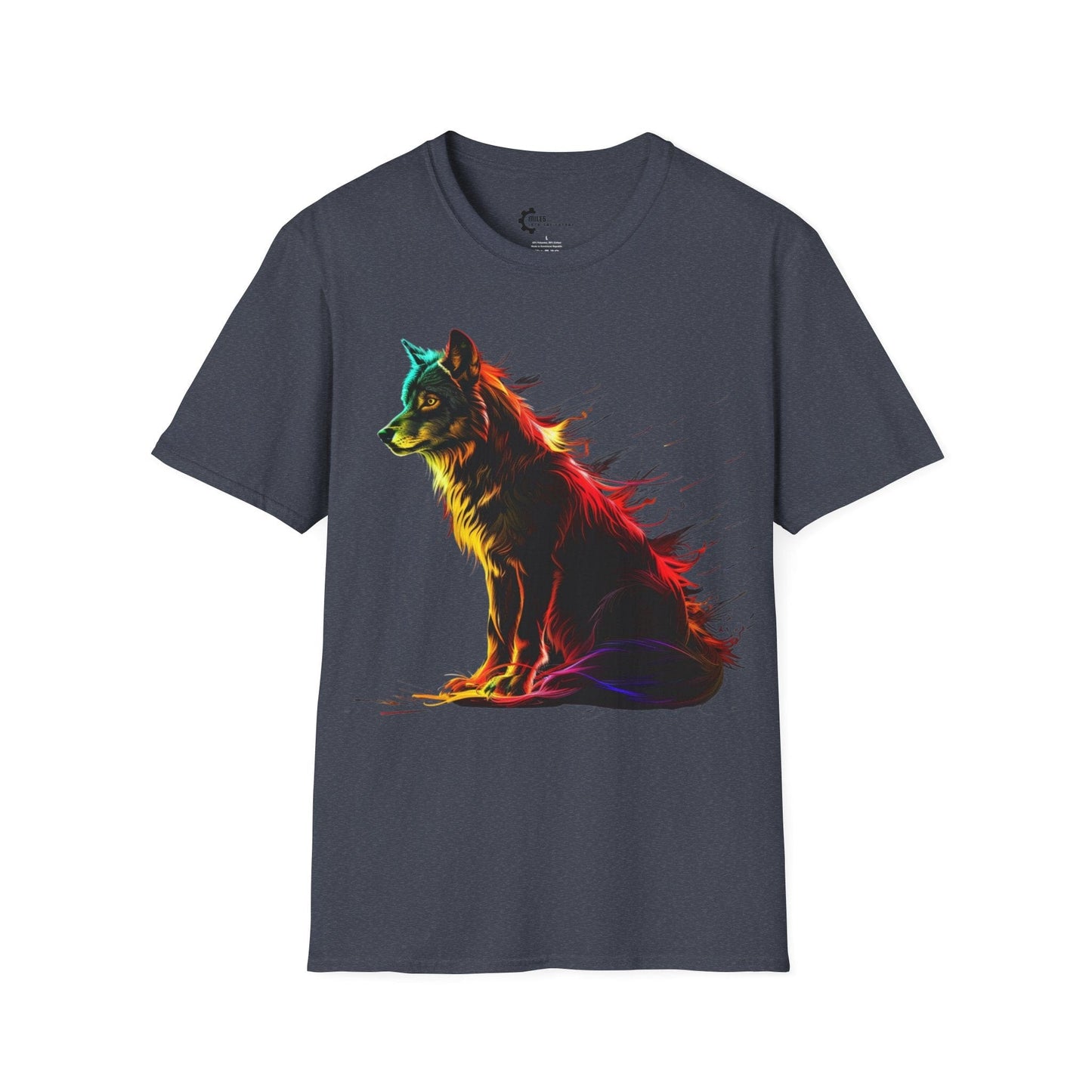 Neon Lone Wolf Art Unisex Softstyle T-Shirt