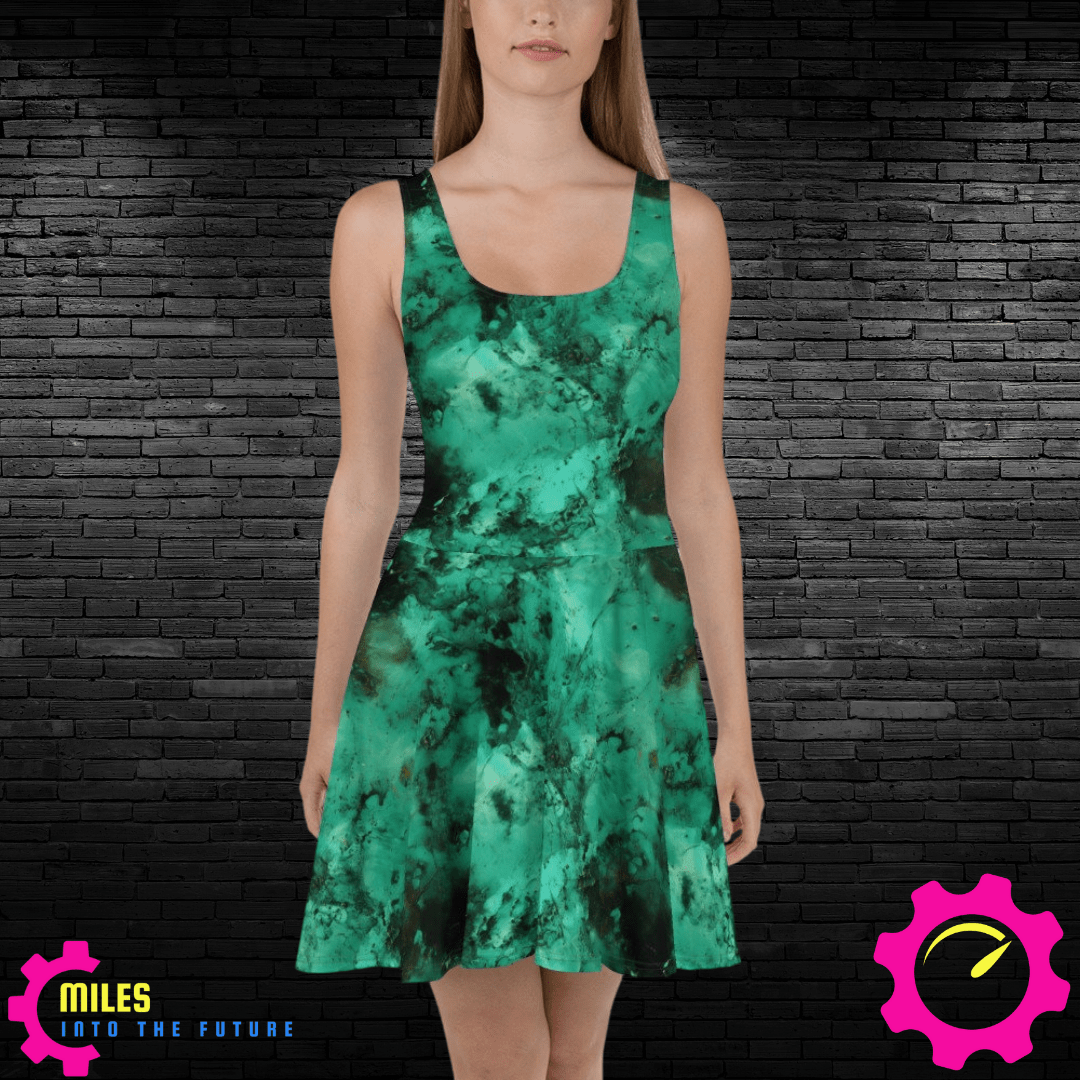 Green & Black Tie-Dye Dress: Modern Casual Statement Wear