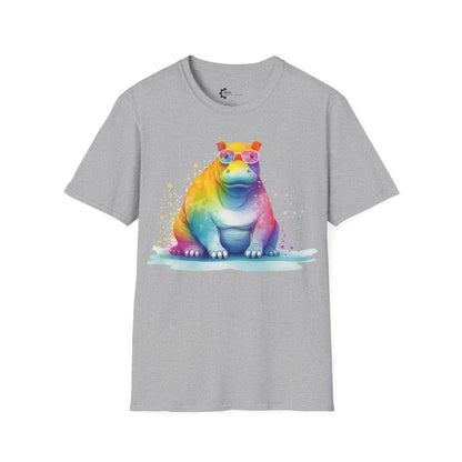 Relaxed Rainbow Hippo Unisex Softstyle T-Shirt