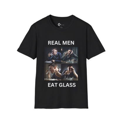 Humor- Real Men Eat Glass Unisex Softstyle T-Shirt