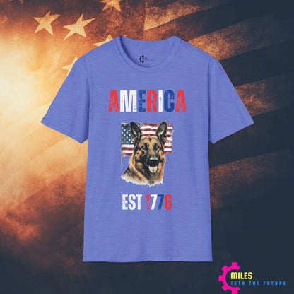 Stars and Stripes Fur-ever German Shepard Unisex Softstyle T-Shirt