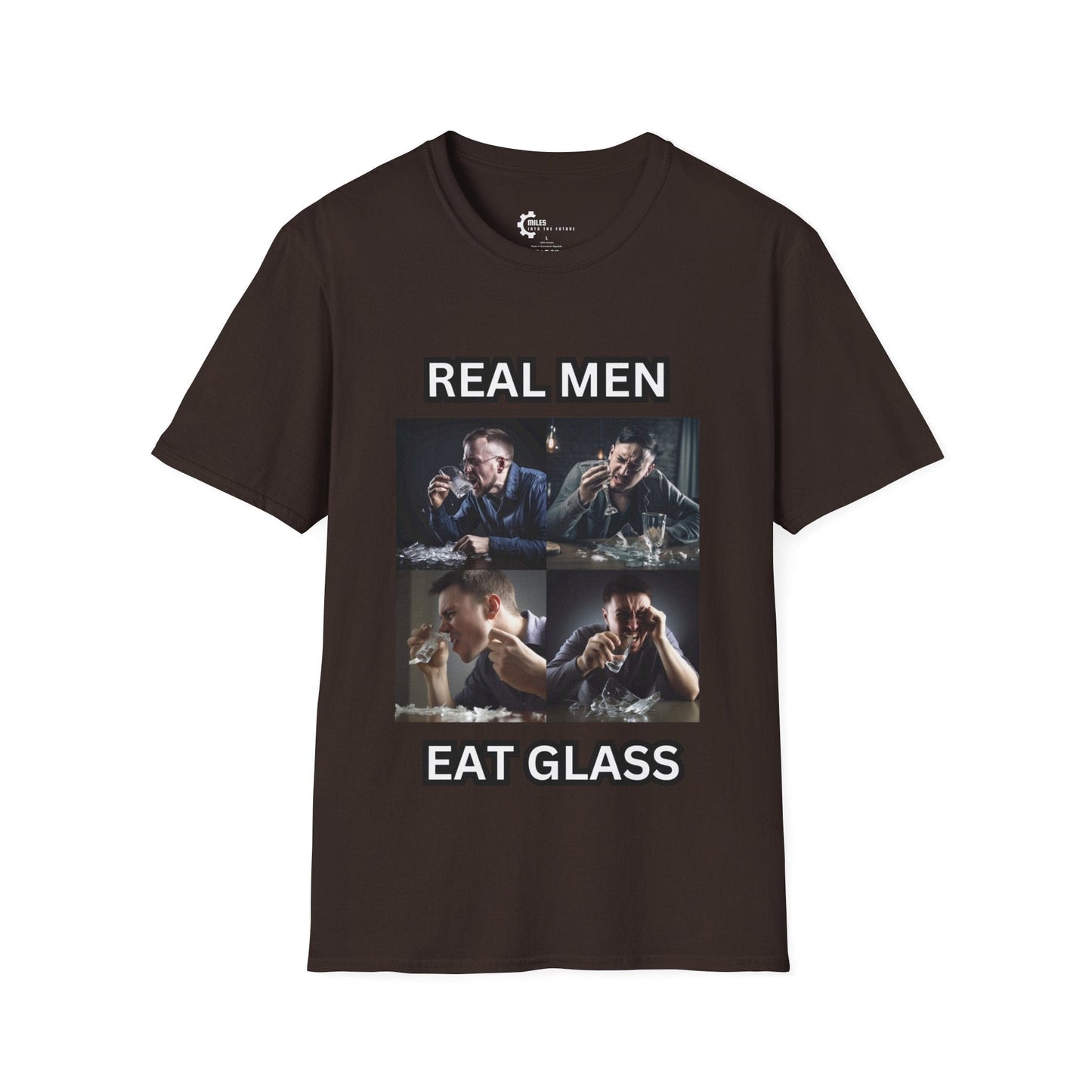 Humor- Real Men Eat Glass Unisex Softstyle T-Shirt