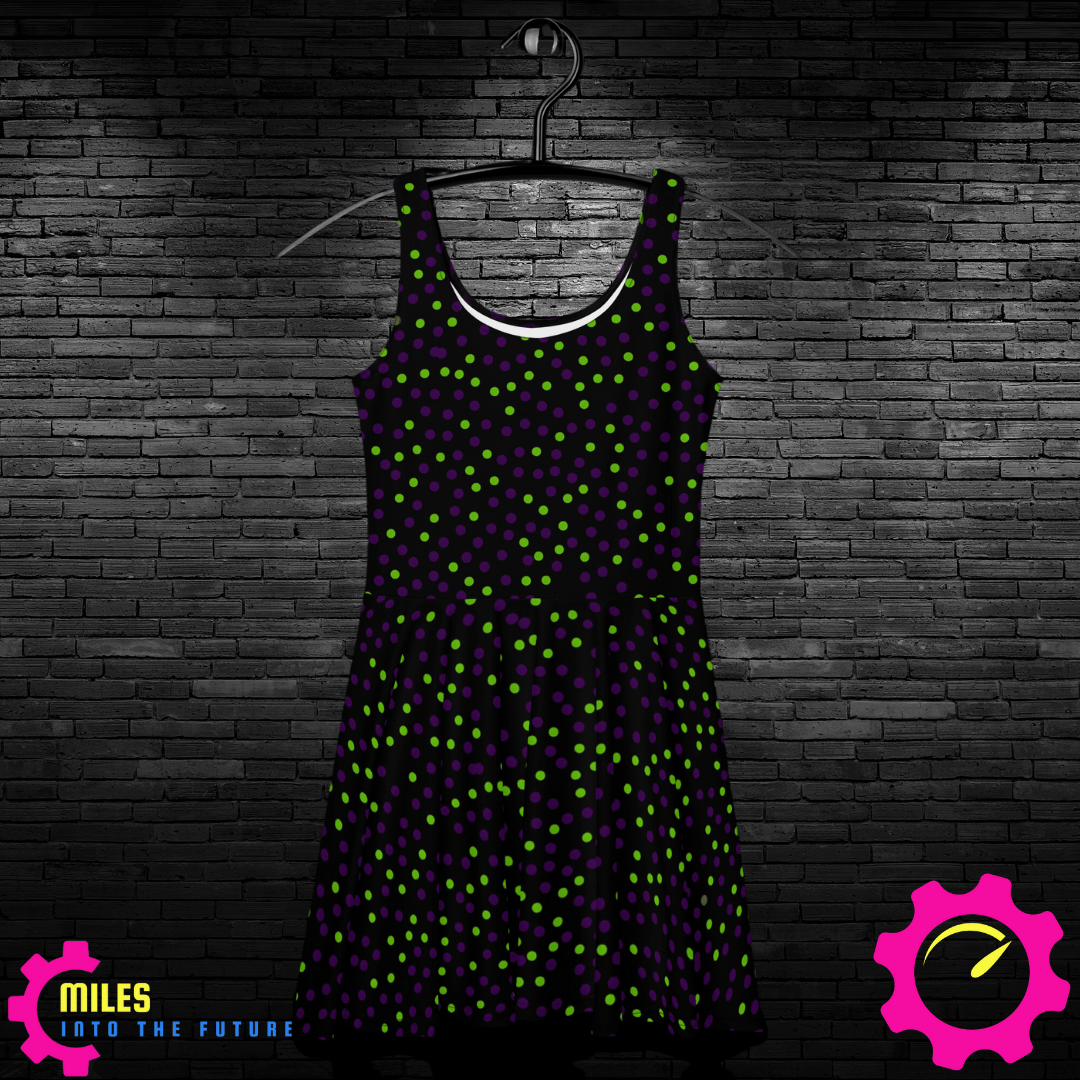 Green and Purple Polka Dot Women's Dress