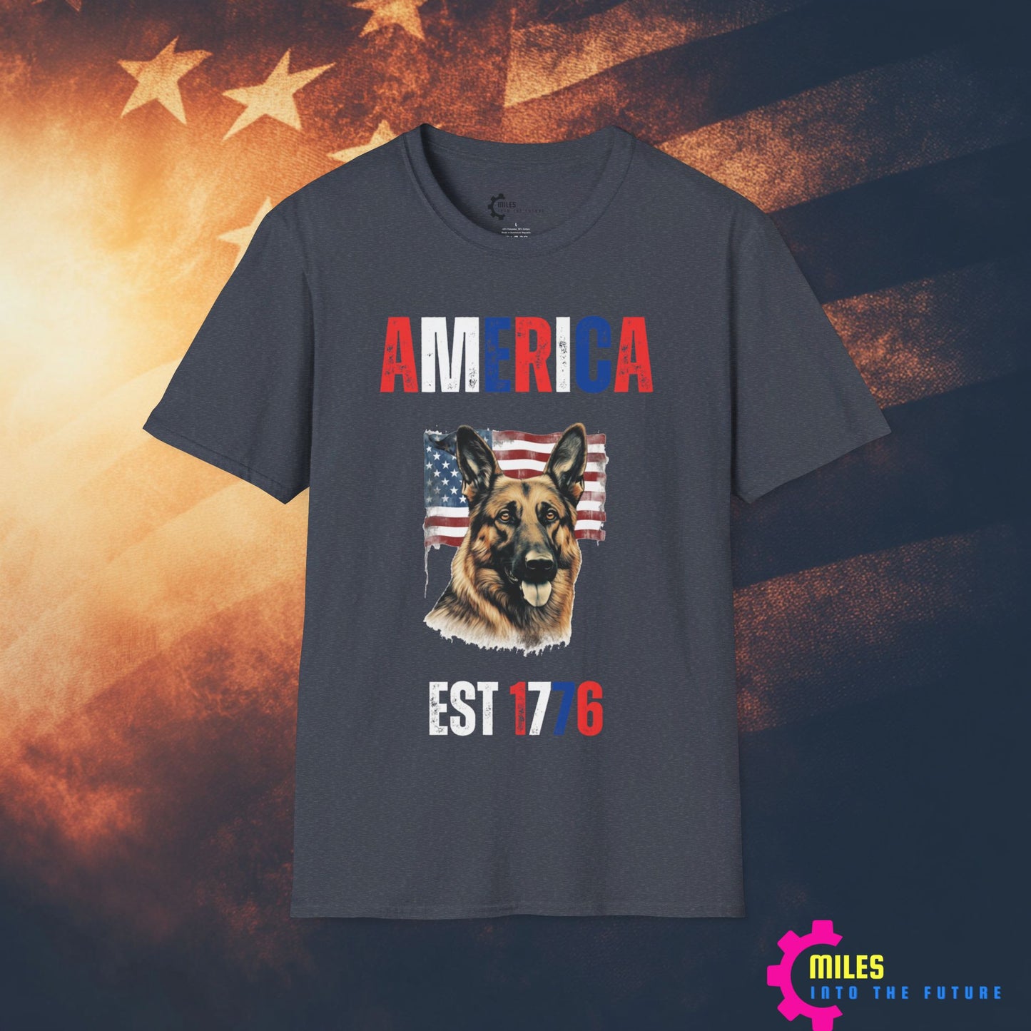 Stars and Stripes Fur-ever German Shepard Unisex Softstyle T-Shirt