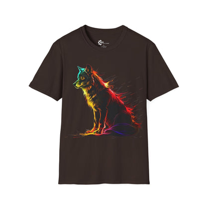 Neon Lone Wolf Art Unisex Softstyle T-Shirt