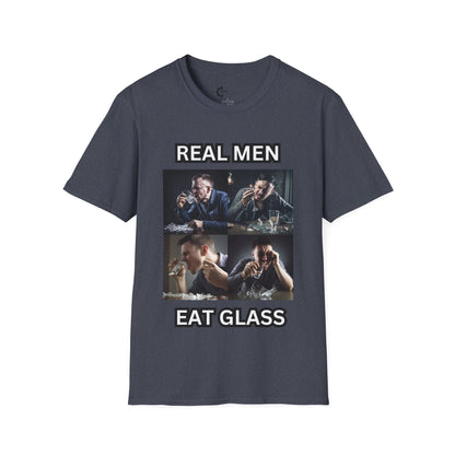 Humor- Real Men Eat Glass Unisex Softstyle T-Shirt