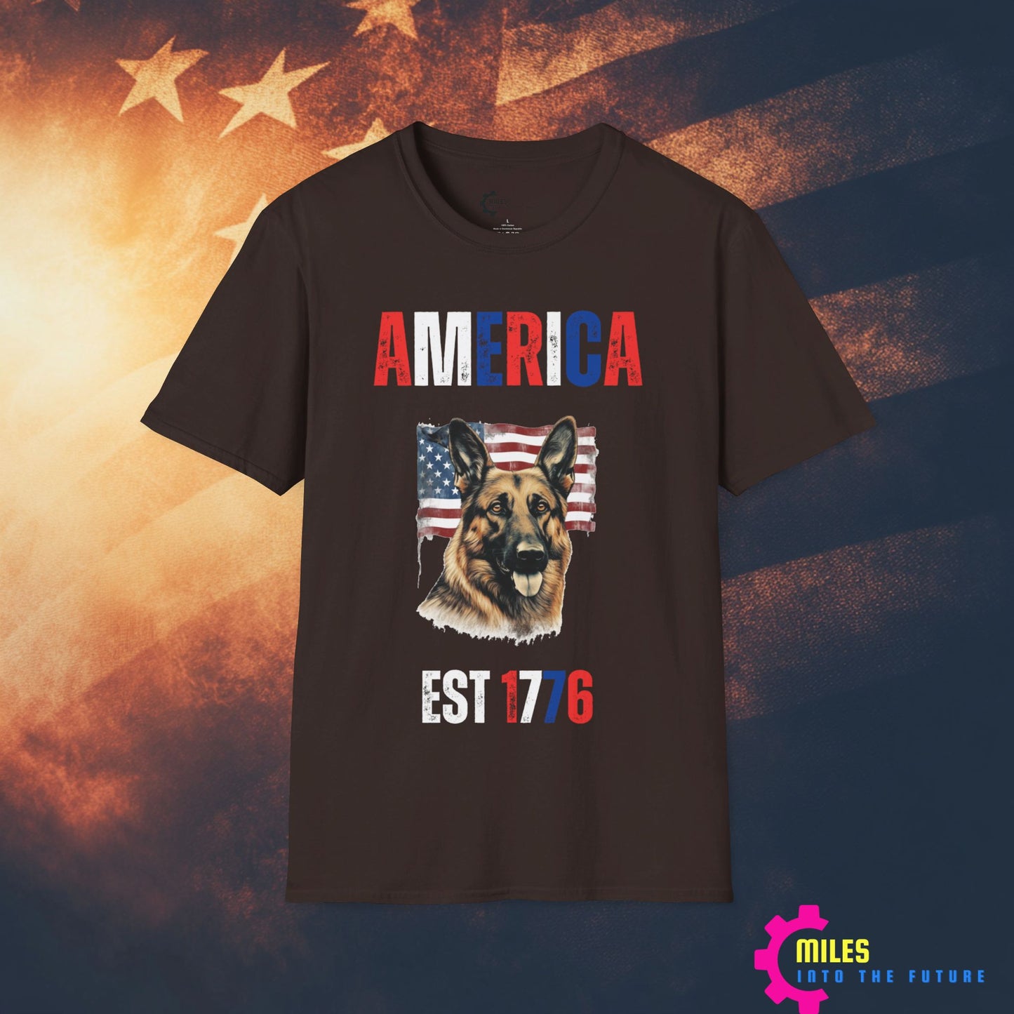 Stars and Stripes Fur-ever German Shepard Unisex Softstyle T-Shirt