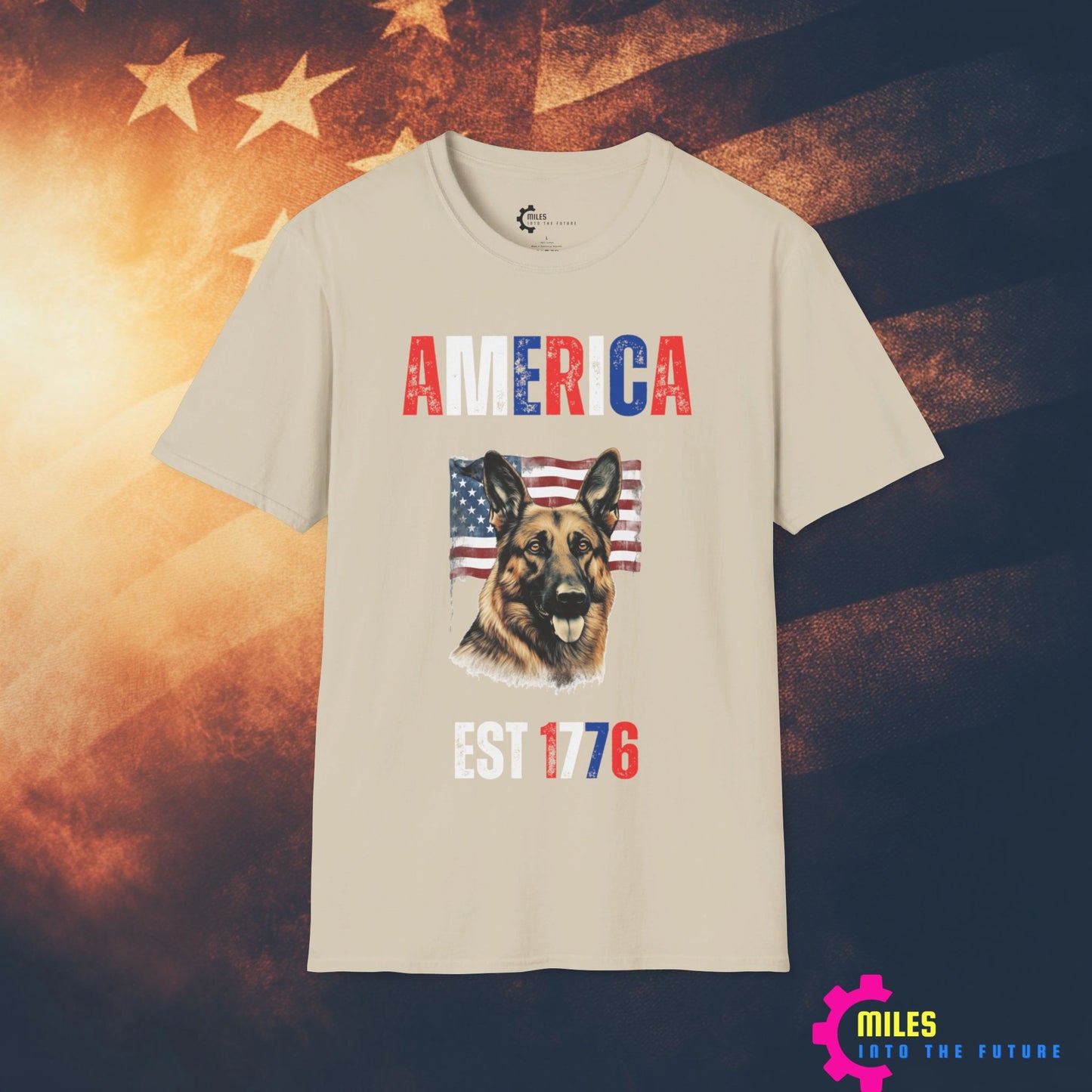 Stars and Stripes Fur-ever German Shepard Unisex Softstyle T-Shirt