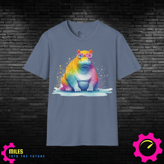 Relaxed Rainbow Hippo Unisex Softstyle T-Shirt