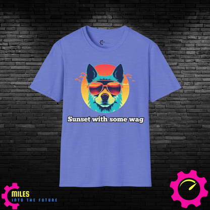 Humor- Sunset with Some Wag Unisex Softstyle T-Shirt