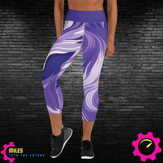 Purple Swirl Stylish Capri Yoga Pants - Comfort Fit for All Day Wear