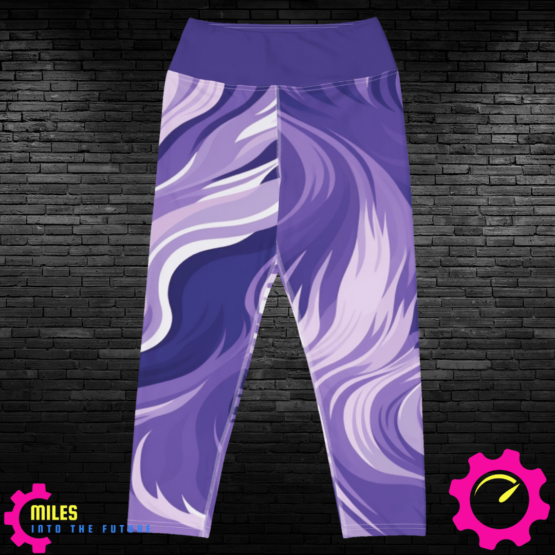 Purple Swirl Stylish Capri Yoga Pants - Comfort Fit for All Day Wear