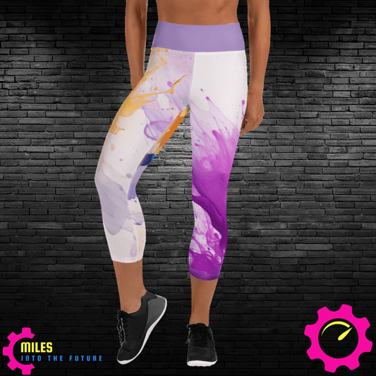 Paint Splash Stylish Capri Yoga Pants - Comfort Fit for All Day Wear