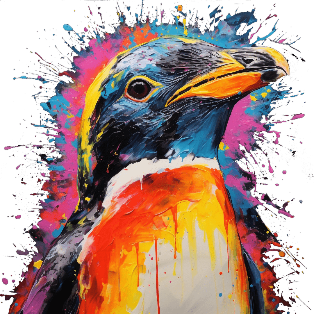 Penguin Paint Splash Unisex Softstyle T-Shirt