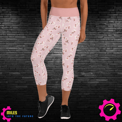 Cherry Blossom Stylish Capri Yoga Pants - Comfort Fit for All Day Wear