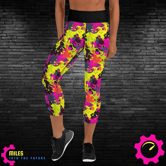 Neon Splash Yoga Capri Leggings