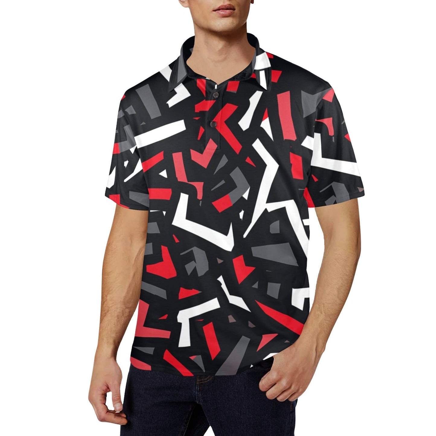 Men's Abstract Geometric Polo Shirt