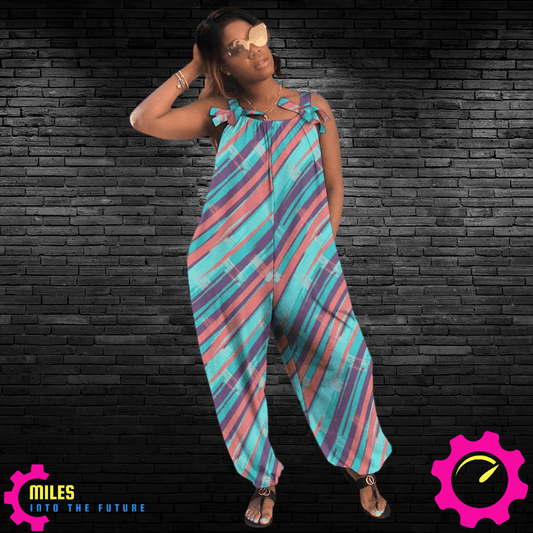 Vibrant Diagonal Stripes Baggy Jumpsuit