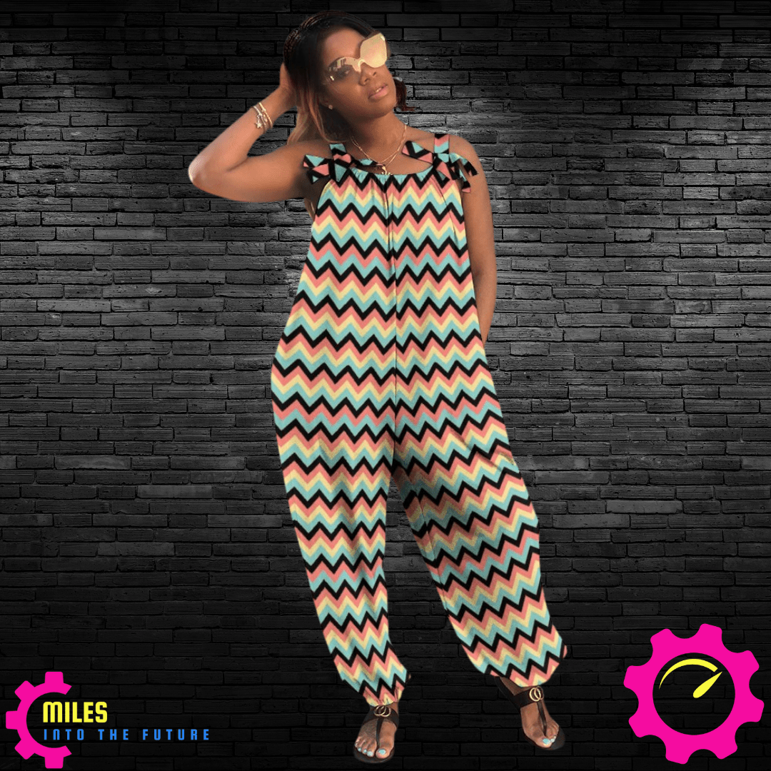 Retro Chevron Baggy Jumpsuit