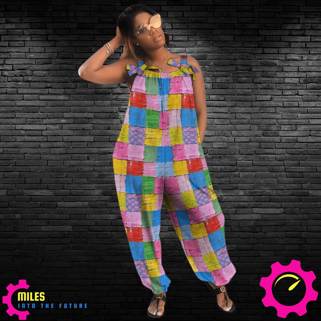 Colorful Patchwork Baggy Jumpsuit