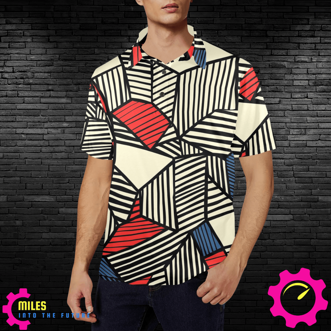 Men's Abstract Striped Polo Shirt