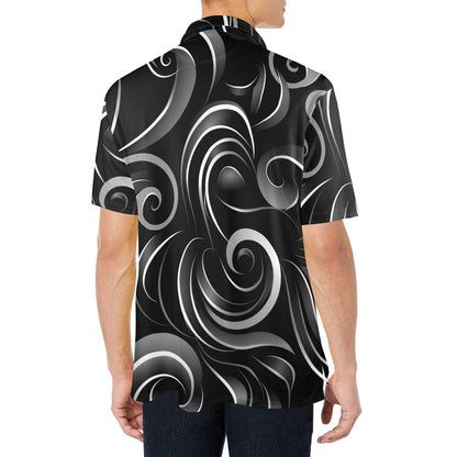 Men's Black Swirl Pattern Polo Shirt