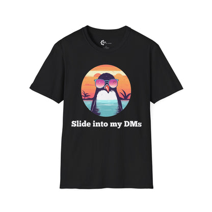 Humor- Penguin Slide Unisex Softstyle T-Shirt