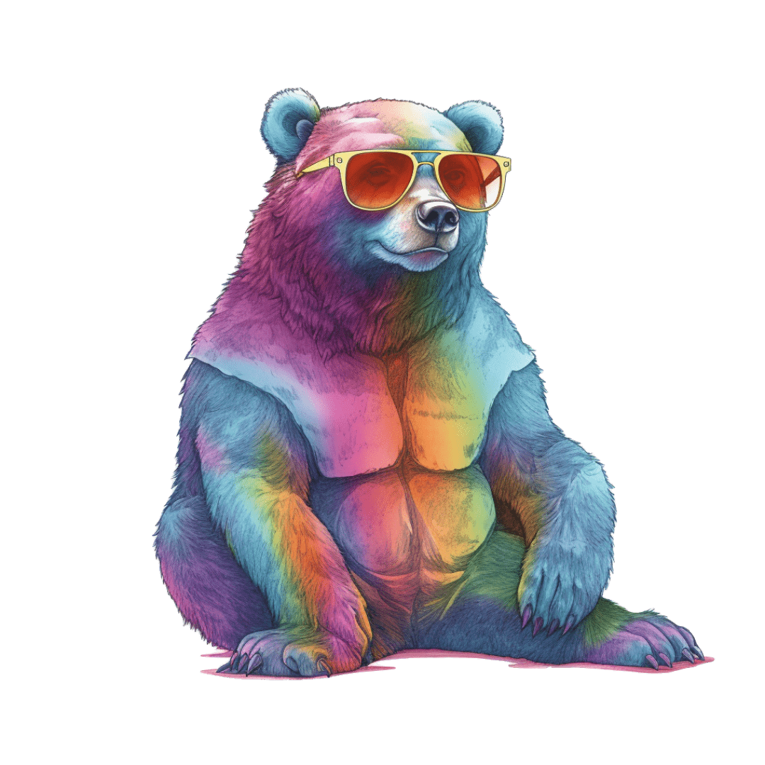 Relaxed Rainbow Bear Unisex Softstyle T-Shirt