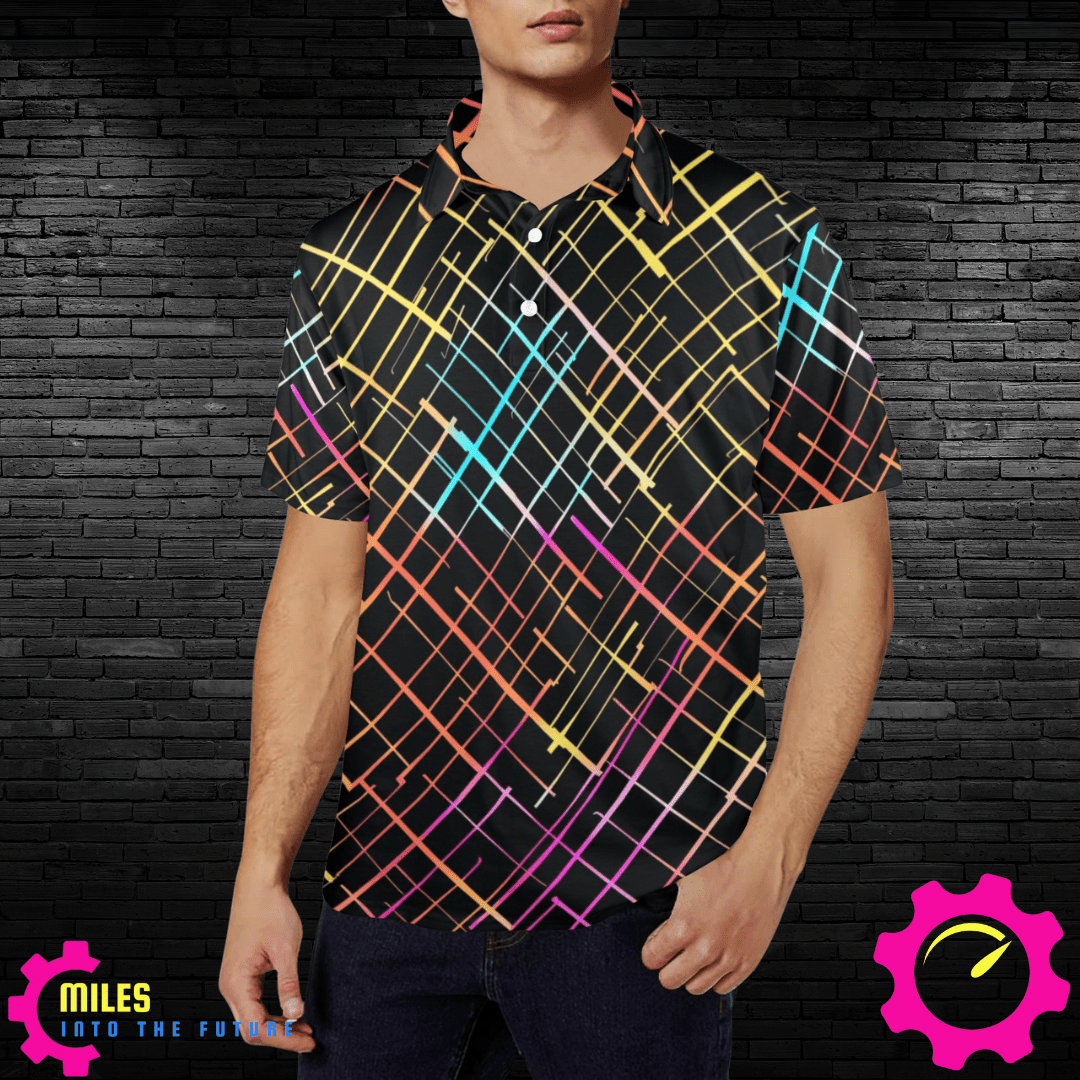 Men's Neon Grid Polo Shirt