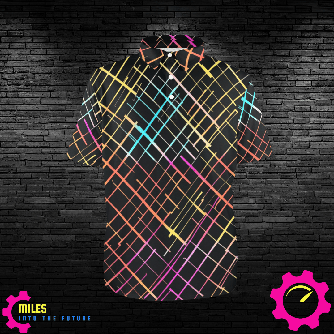 Men's Neon Grid Polo Shirt