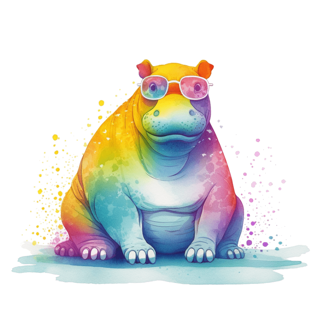 Relaxed Rainbow Hippo Unisex Softstyle T-Shirt