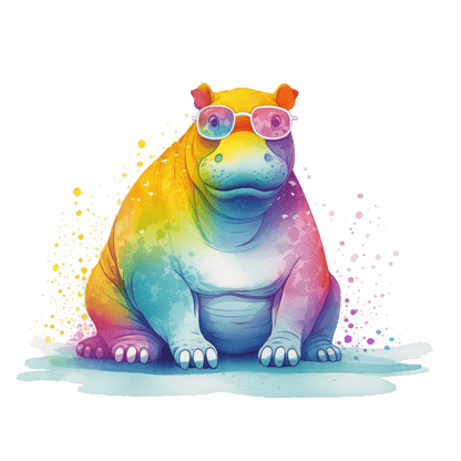 Relaxed Rainbow Hippo Unisex Softstyle T-Shirt