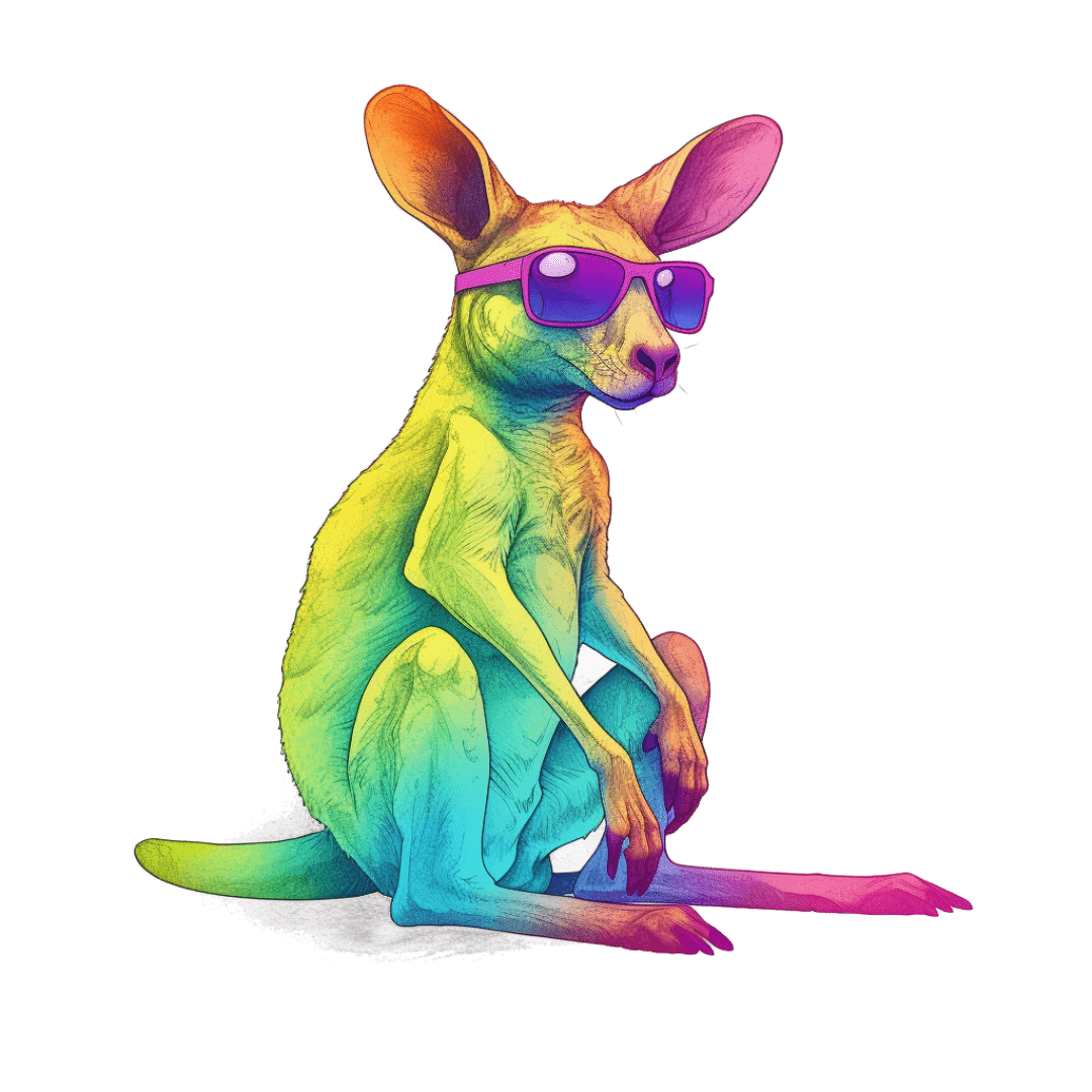 Relaxed Rainbow Kangaroo Unisex Softstyle T-Shirt