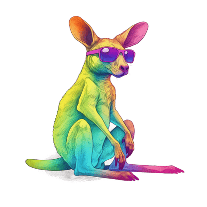 Relaxed Rainbow Kangaroo Unisex Softstyle T-Shirt