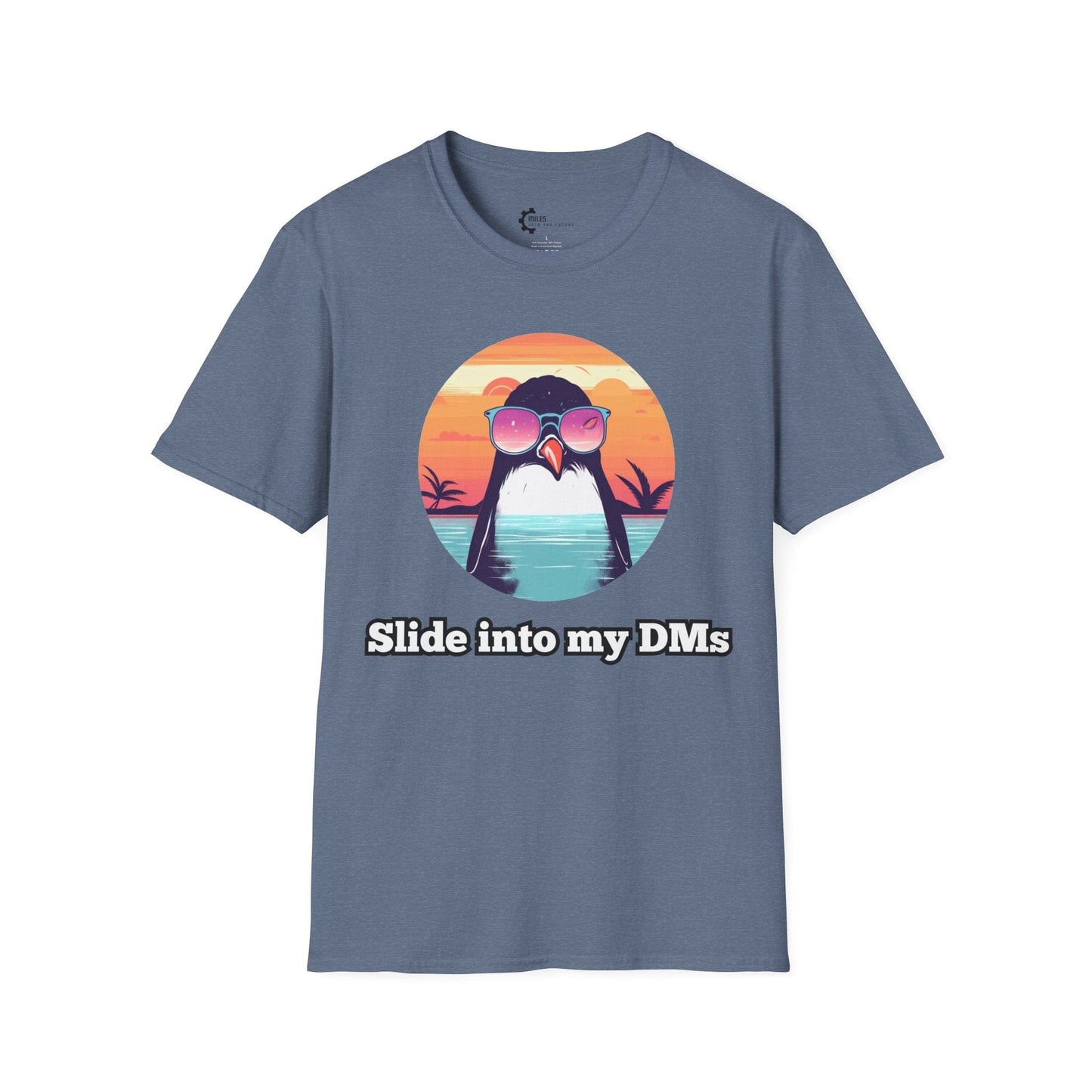 Humor- Penguin Slide Unisex Softstyle T-Shirt