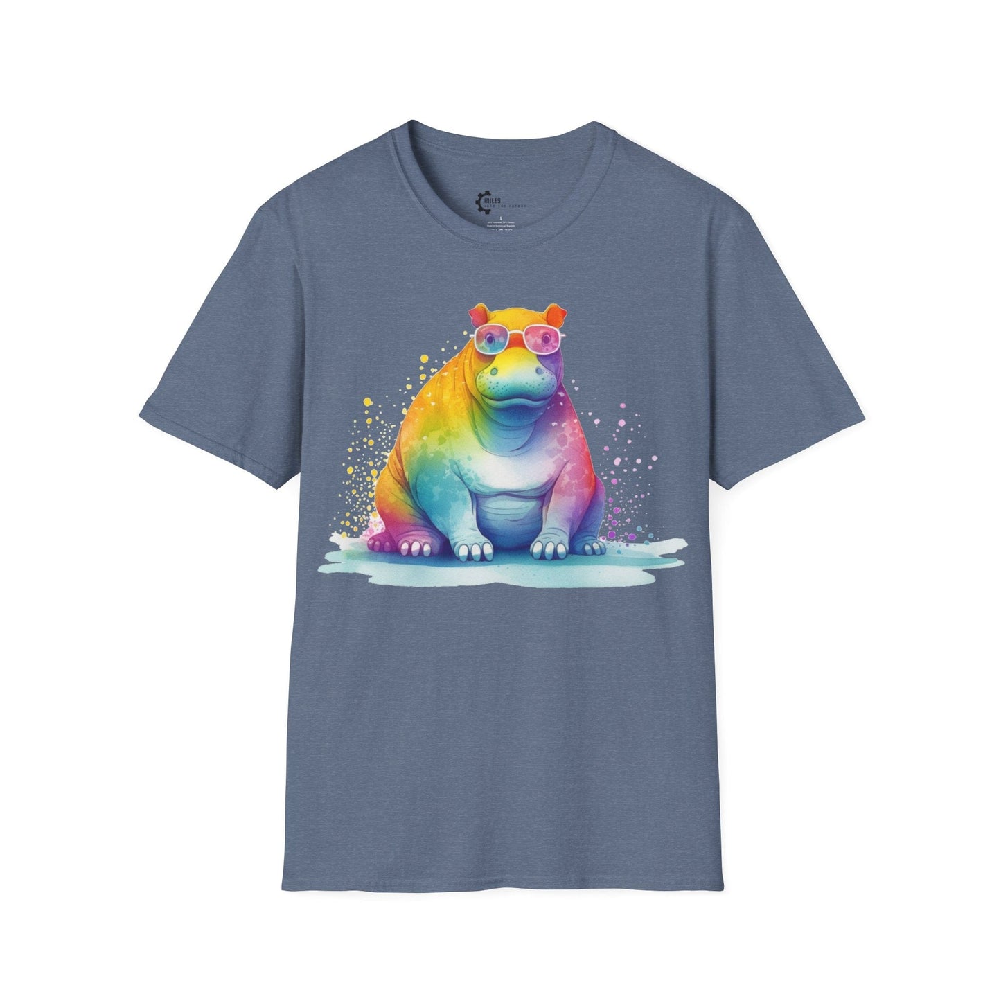 Relaxed Rainbow Hippo Unisex Softstyle T-Shirt