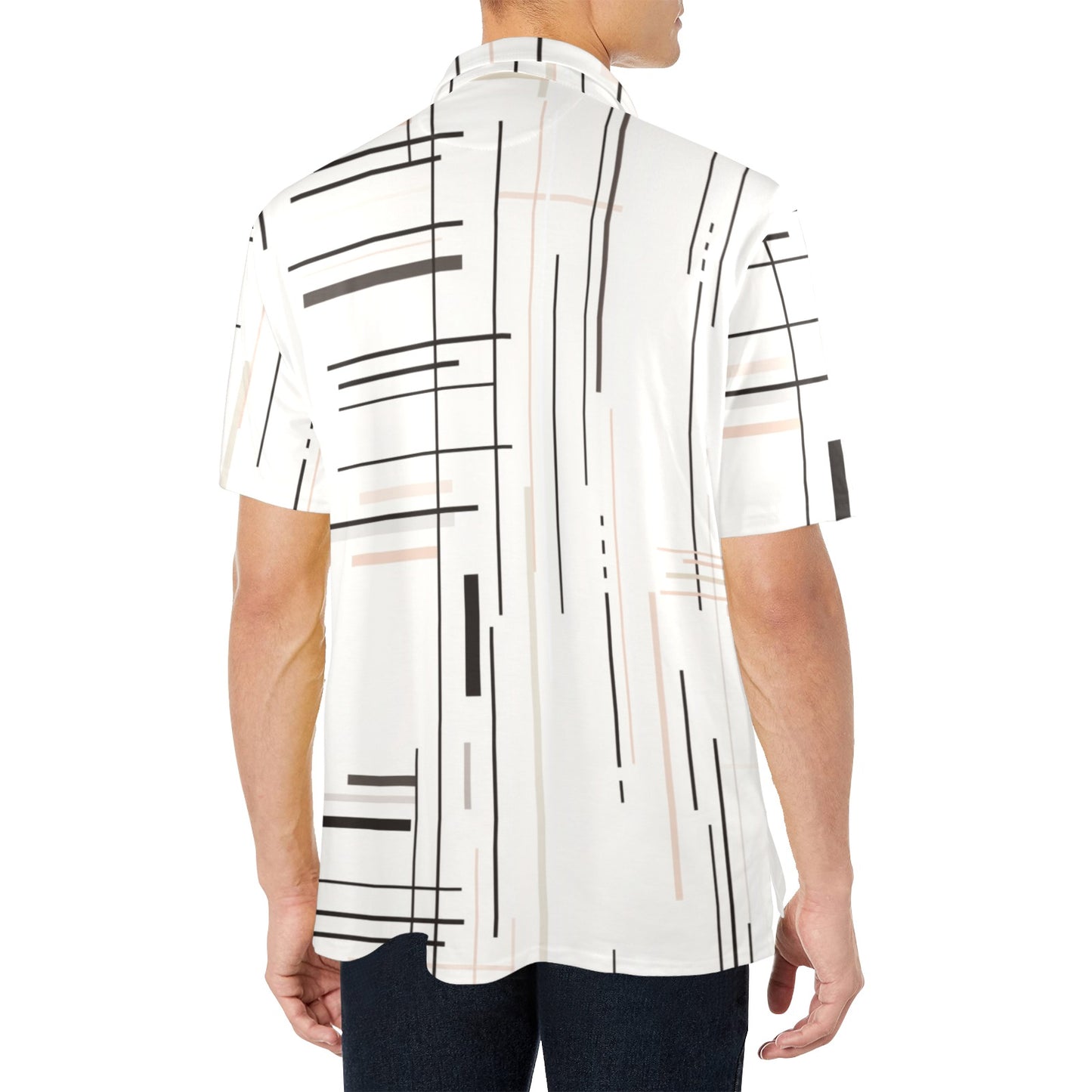 Modern Lines Men's Polo Shirt in Monochrome