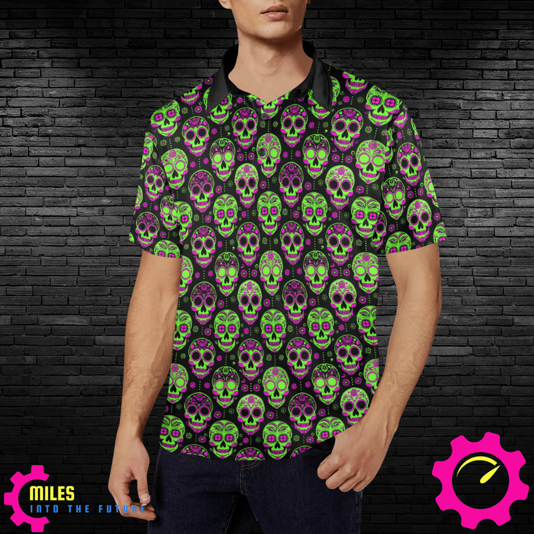 Men's Day of the Dead Skull Polo Shirt