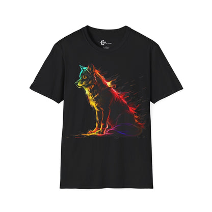 Neon Lone Wolf Art Unisex Softstyle T-Shirt