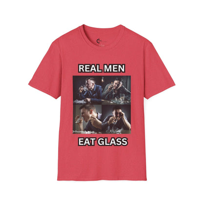 Humor- Real Men Eat Glass Unisex Softstyle T-Shirt