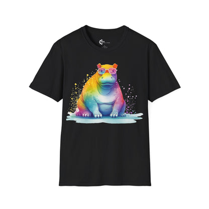 Relaxed Rainbow Hippo Unisex Softstyle T-Shirt